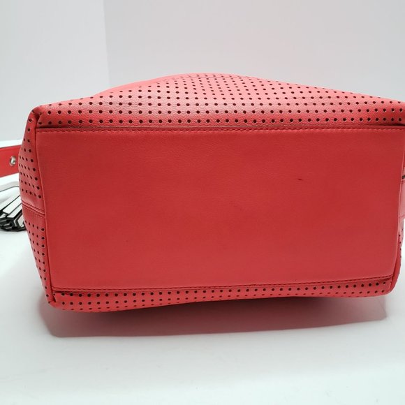 Coach Legacy Perforated Duffle Purse Coral Leather Tassel Detail Large Handbag - Picture 7 of 13
